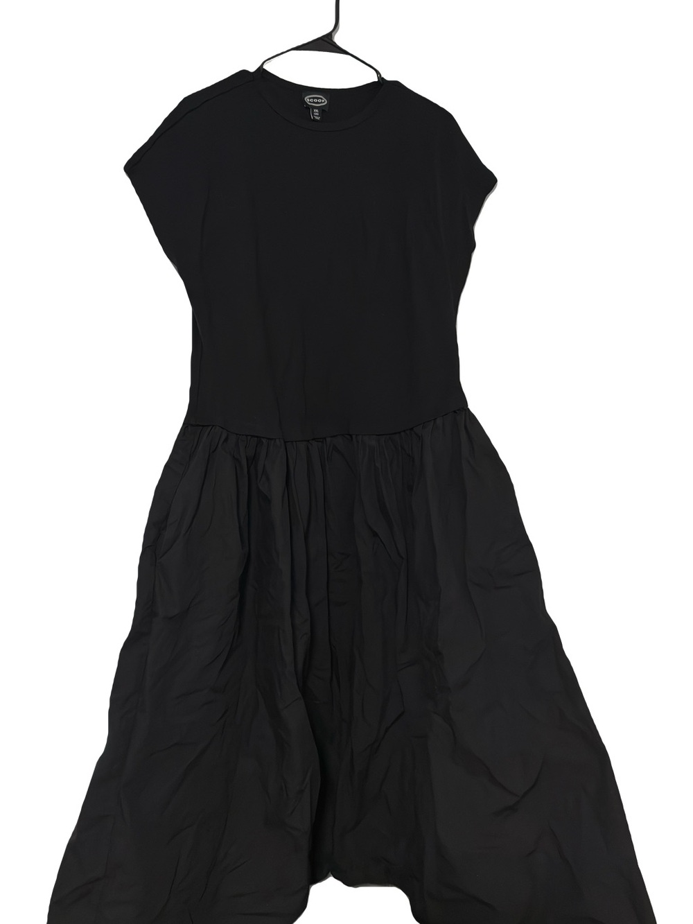 Black Cap-Sleeve Gathered Midi Dress - Scoop